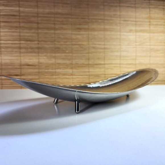 Borrowdale Stainless Steel MCM Style Tray Hand Hammered 14" Length Vintage - Picture 1 of 15